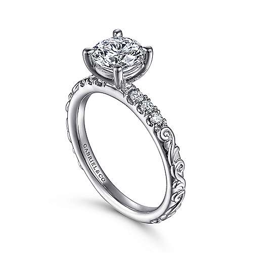 Gabriel & Co. ER15599R4W44JJ Jackie – 14K White Gold Round Diamond Engagement Ring