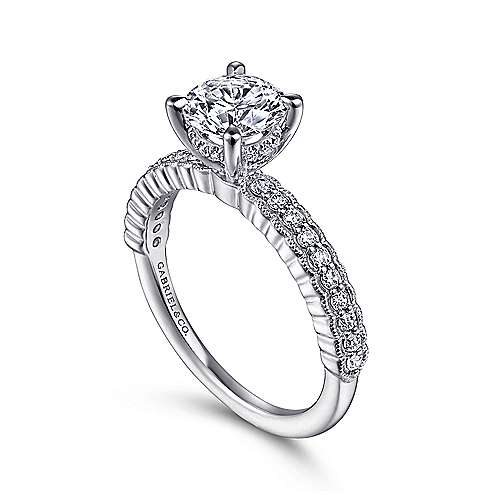 Gabriel & Co. ER15600R4W44JJ Jacqueline – 14K White Gold Round Diamond Engagement Ring