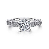 Gabriel & Co. Janet ER15601R4W44JJ – 14K White Gold Twisted Round Diamond Engagement Ring
