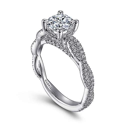 Gabriel & Co. Janet ER15601R4W44JJ – 14K White Gold Twisted Round Diamond Engagement Ring