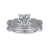 Gabriel & Co. Janet ER15601R4W44JJ – 14K White Gold Twisted Round Diamond Engagement Ring