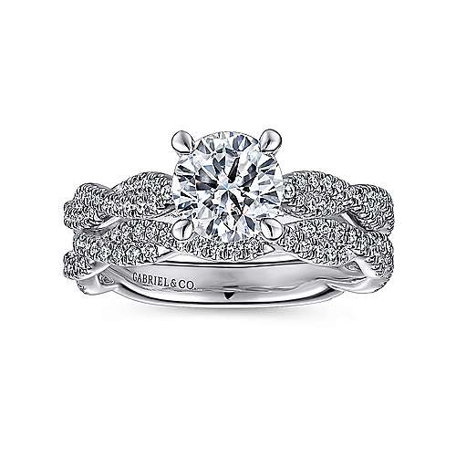 Gabriel & Co. Janet ER15601R4W44JJ – 14K White Gold Twisted Round Diamond Engagement Ring