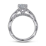 Gabriel & Co. Janet ER15601R4W44JJ – 14K White Gold Twisted Round Diamond Engagement Ring