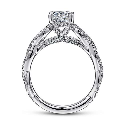 Gabriel & Co. Janet ER15601R4W44JJ – 14K White Gold Twisted Round Diamond Engagement Ring