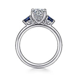 Gabriel & Co. Jeanne ER15603R4W44SA – 14K White Gold Round Three-Stone Sapphire and Diamond Engagement Ring
