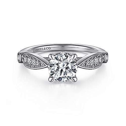 Gabriel & Co. ER15604R4W44JJ Joeli – 14K White Gold Round Diamond Engagement Ring