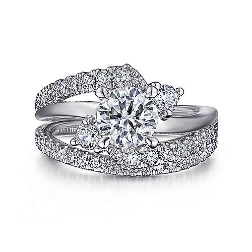 Gabriel & Co. Jolie ER15605R4W44JJ – 14K White Gold Bypass Round Diamond Engagement Ring