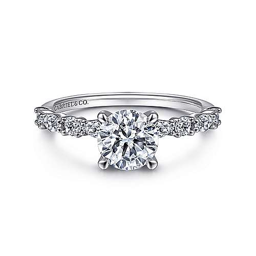 Gabriel & Co. ER15607R4W44JJ Juliet – 14K White Gold Round Diamond Engagement Ring