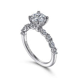 Gabriel & Co. ER15607R4W44JJ Juliet – 14K White Gold Round Diamond Engagement Ring