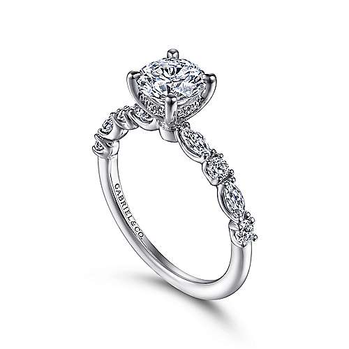 Gabriel & Co. ER15607R4W44JJ Juliet – 14K White Gold Round Diamond Engagement Ring