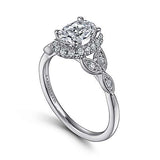 Gabriel & Co. Katriane ER15611O3W44JJ – Vintage Inspired 14K White Gold Oval Halo Diamond Engagement Ring