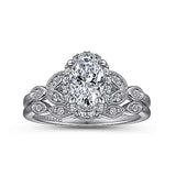 Gabriel & Co. Katriane ER15611O3W44JJ – Vintage Inspired 14K White Gold Oval Halo Diamond Engagement Ring