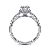 Gabriel & Co. Katriane ER15611O3W44JJ – Vintage Inspired 14K White Gold Oval Halo Diamond Engagement Ring