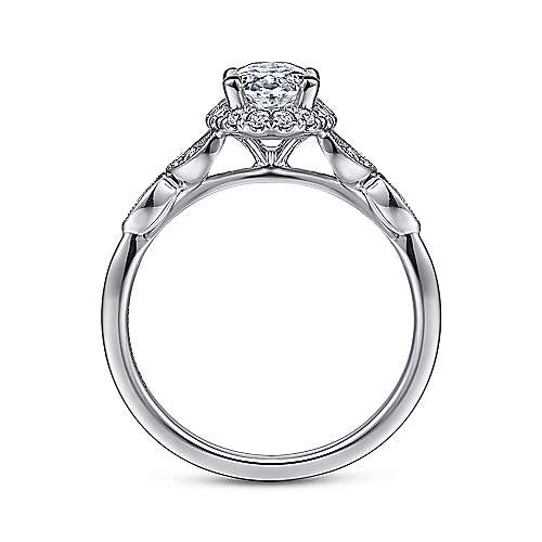 Gabriel & Co. Katriane ER15611O3W44JJ – Vintage Inspired 14K White Gold Oval Halo Diamond Engagement Ring