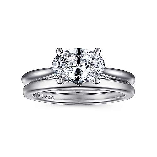 Gabriel & Co. ER15618O6W4JJJ Larissa – 14K White Gold Horizontal Oval Solitaire Engagement Ring