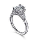 Gabriel & Co. Leila ER15625O6W44JJ – 14K White Gold Oval Halo Diamond Engagement Ring with Pear Side Stones