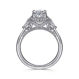 Gabriel & Co. Leila ER15625O6W44JJ – 14K White Gold Oval Halo Diamond Engagement Ring with Pear Side Stones