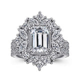 Gabriel & Co. Lisette ER15630E8W44JJ – 14K White Gold Fancy Halo Emerald Cut Diamond Engagement Ring