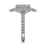 Gabriel & Co. Lisette ER15630E8W44JJ – 14K White Gold Fancy Halo Emerald Cut Diamond Engagement Ring