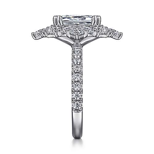 Gabriel & Co. Lisette ER15630E8W44JJ – 14K White Gold Fancy Halo Emerald Cut Diamond Engagement Ring