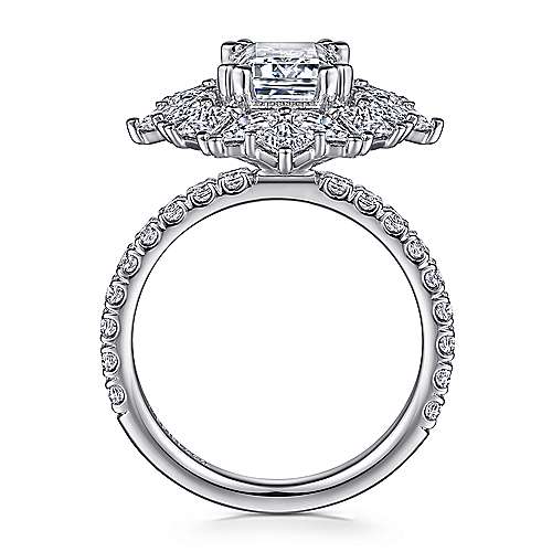 Gabriel & Co. Lisette ER15630E8W44JJ – 14K White Gold Fancy Halo Emerald Cut Diamond Engagement Ring