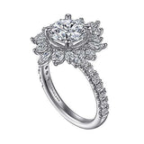 Gabriel & Co. Lorelai ER15633R8W44JJ – 14K White Gold Fancy Halo Round Diamond Engagement Ring