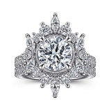 Gabriel & Co. Lorelai ER15633R8W44JJ – 14K White Gold Fancy Halo Round Diamond Engagement Ring