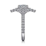 Gabriel & Co. Lorelai ER15633R8W44JJ – 14K White Gold Fancy Halo Round Diamond Engagement Ring