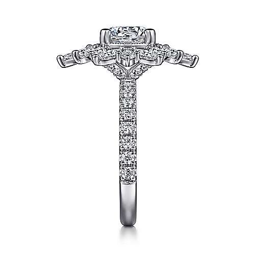 Gabriel & Co. Lorelai ER15633R8W44JJ – 14K White Gold Fancy Halo Round Diamond Engagement Ring