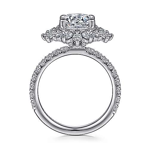 Gabriel & Co. Lorelai ER15633R8W44JJ – 14K White Gold Fancy Halo Round Diamond Engagement Ring