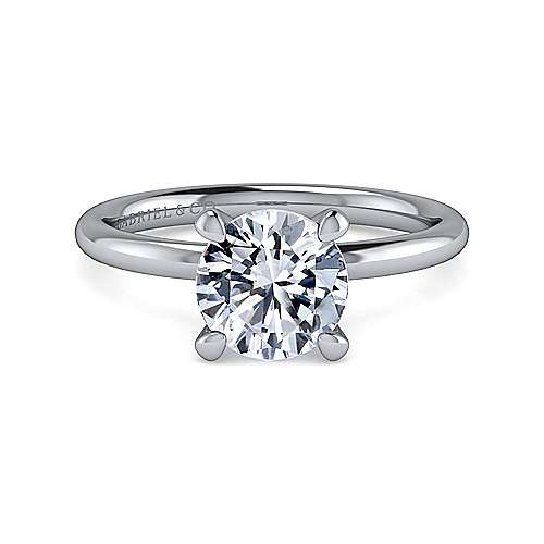 Gabriel & Co. Elia ER15739R8W44JJ – 14K White Gold Solitaire Round Diamond Engagement Ring