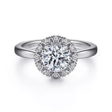 Gabriel & Co. Addie ER15755Q4W44JJ – 14K White Gold Round Halo Diamond Engagement Ring