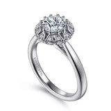 Gabriel & Co. Addie ER15755Q4W44JJ – 14K White Gold Round Halo Diamond Engagement Ring