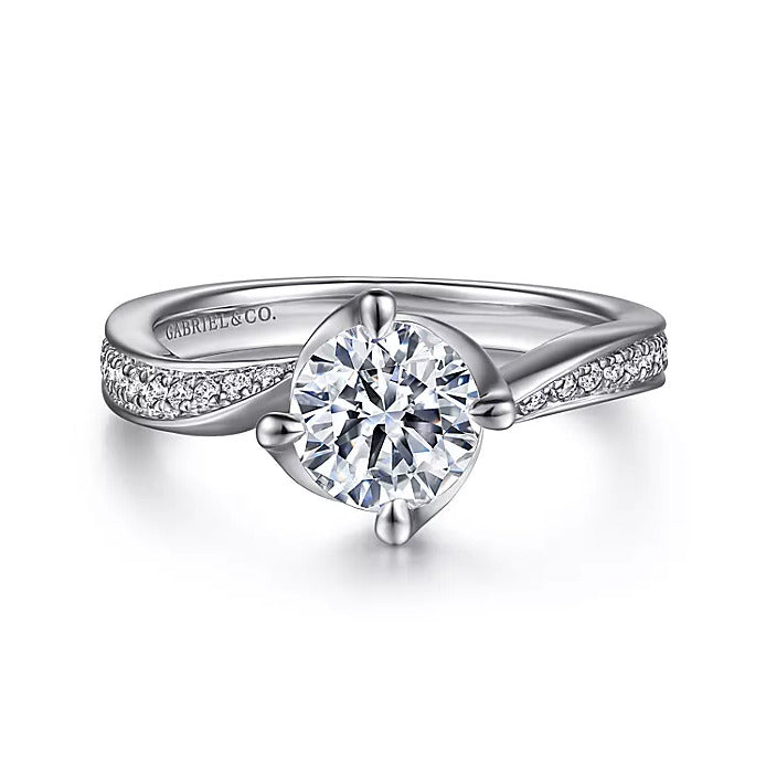 Gabriel & Co. Ann ER15766R4W44JJ – 14K White Gold Bypass Round Diamond Engagement Ring