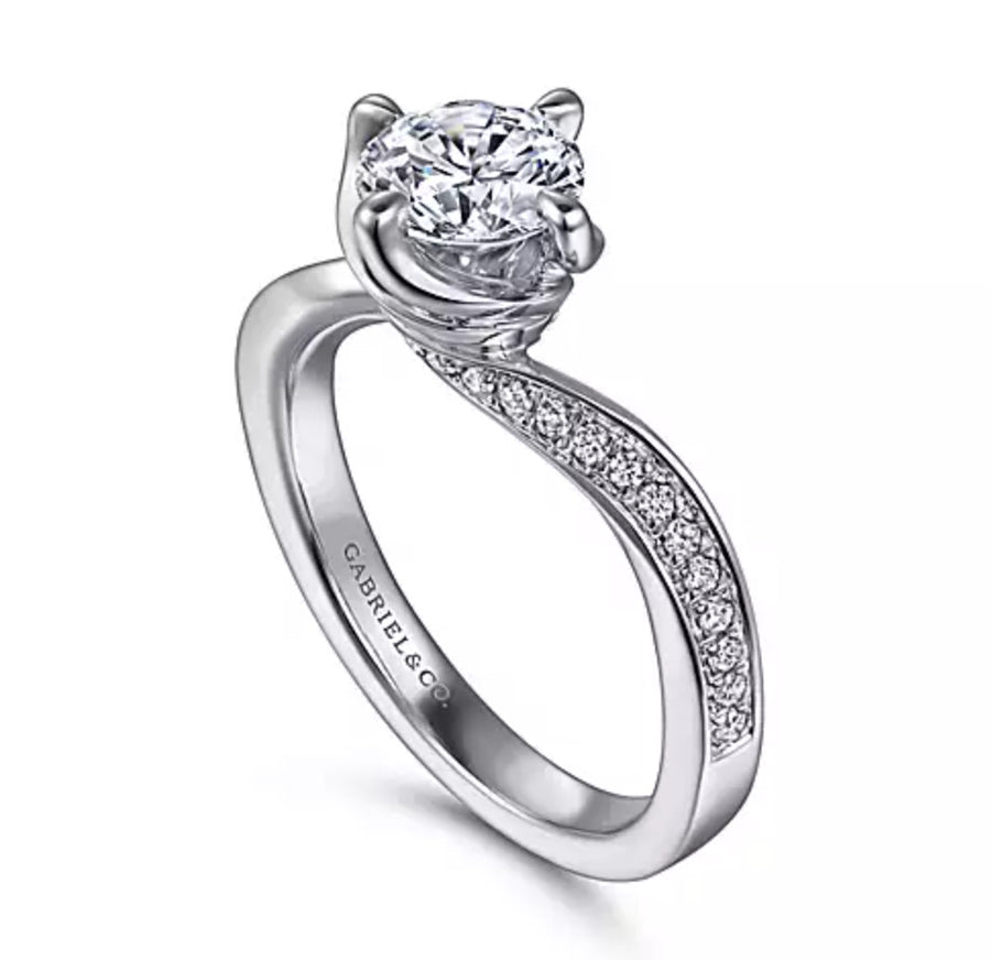 Gabriel & Co. Ann ER15766R4W44JJ – 14K White Gold Bypass Round Diamond Engagement Ring