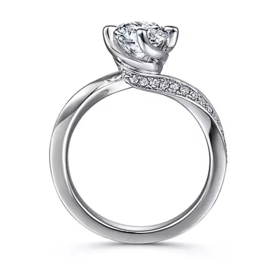 Gabriel & Co. Ann ER15766R4W44JJ – 14K White Gold Bypass Round Diamond Engagement Ring