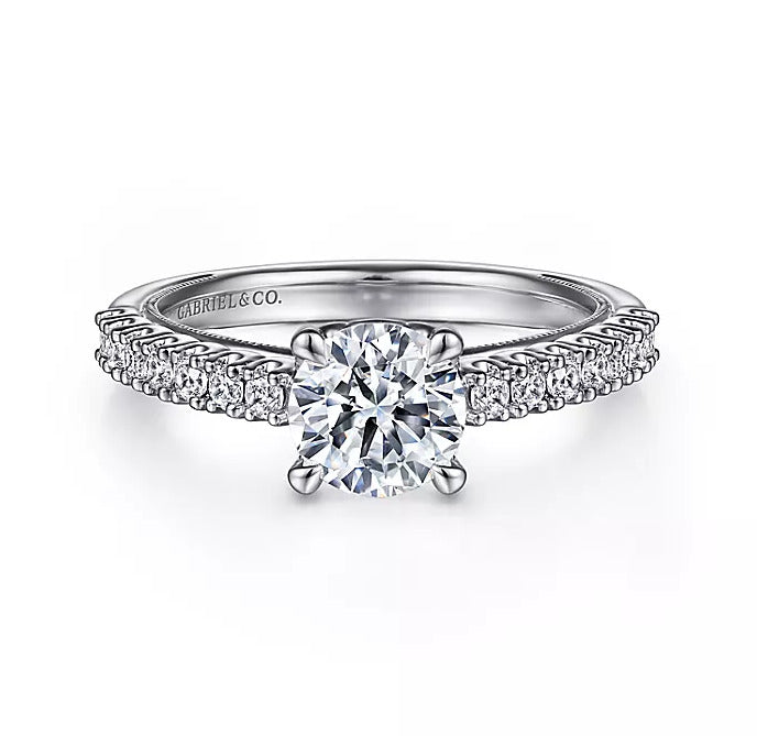 Gabriel & Co. Carita ER15773R4W44JJ – 14K White Gold Round Diamond Engagement Ring