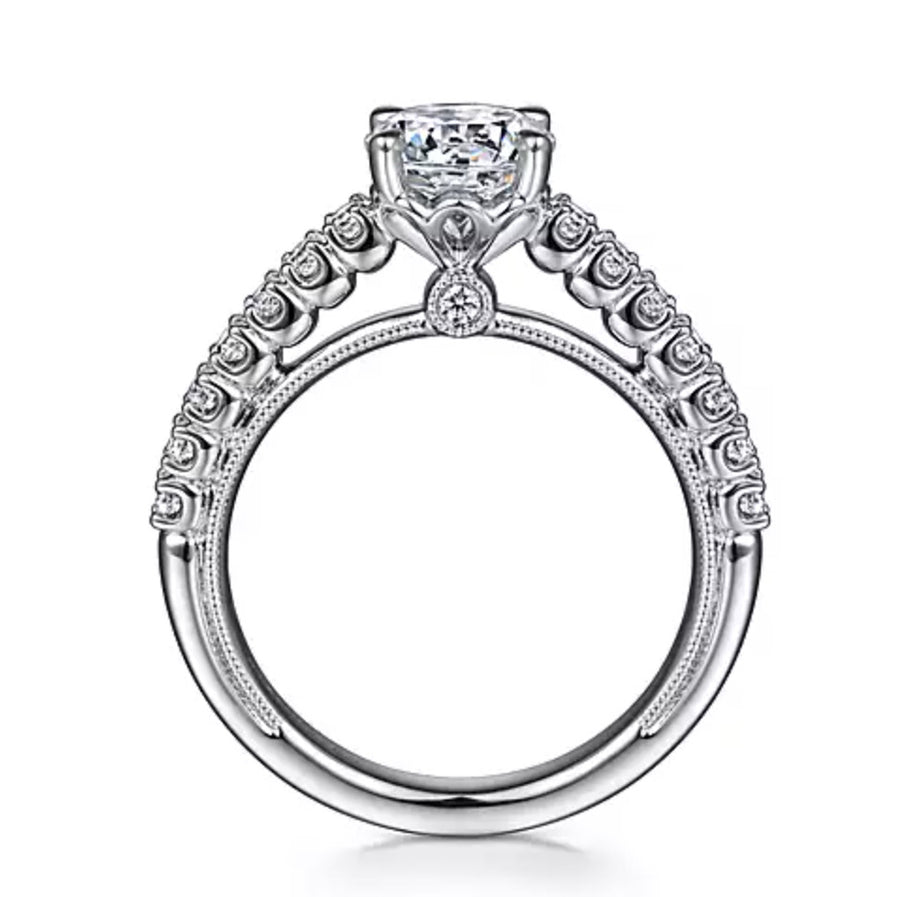 Gabriel & Co. Carita ER15773R4W44JJ – 14K White Gold Round Diamond Engagement Ring