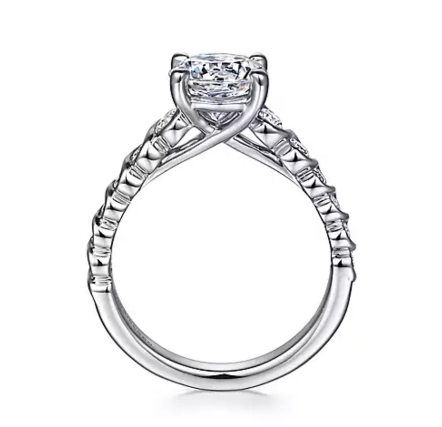 Gabriel & Co. Sera ER15791R6W44JJ – 14K White Gold Twisted Round Diamond Engagement Ring