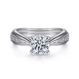 Gabriel & Co. Raiza ER15793R4W44JJ – 14K White Gold Wide Band Round Diamond Engagement Ring