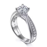 Gabriel & Co. Raiza ER15793R4W44JJ – 14K White Gold Wide Band Round Diamond Engagement Ring