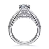 Gabriel & Co. Raiza ER15793R4W44JJ – 14K White Gold Wide Band Round Diamond Engagement Ring
