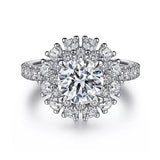 Gabriel & Co. Adelyn ER15811Q6W44JJ – 14K White Gold Round Halo Diamond Engagement Ring