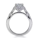 Gabriel & Co. Ensley ER15813R4W44JJ – Art Deco Inspired 14K White Gold Halo Diamond Engagement Ring