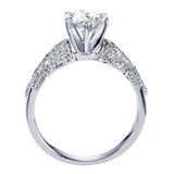 Gabriel & Co. ER3848W44JJ – 14K White Gold Victorian Round Diamond Engagement Ring