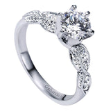 Gabriel & Co. ER3848W44JJ – 14K White Gold Victorian Round Diamond Engagement Ring