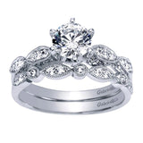 Gabriel & Co. ER3848W44JJ – 14K White Gold Victorian Round Diamond Engagement Ring