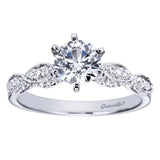 Gabriel & Co. ER3848W44JJ – 14K White Gold Victorian Round Diamond Engagement Ring