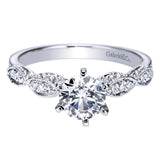 Gabriel & Co. ER3848W44JJ – 14K White Gold Victorian Round Diamond Engagement Ring