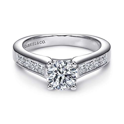 Gabriel & Co. Carson ER3964W44JJ – 14K White Gold Round Diamond Engagement Ring